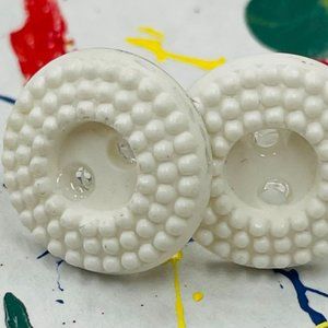 Snow white button earrings